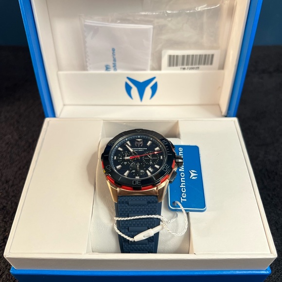 TechnoMarine Seven Seas Sport Men’s Watch-44mm-TM725025 Navy&Gold Chrono(NWT) - Picture 10 of 12